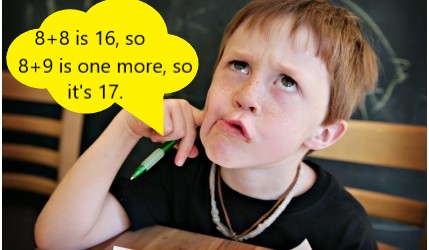 A student thinks through an equation by recalling their math facts.