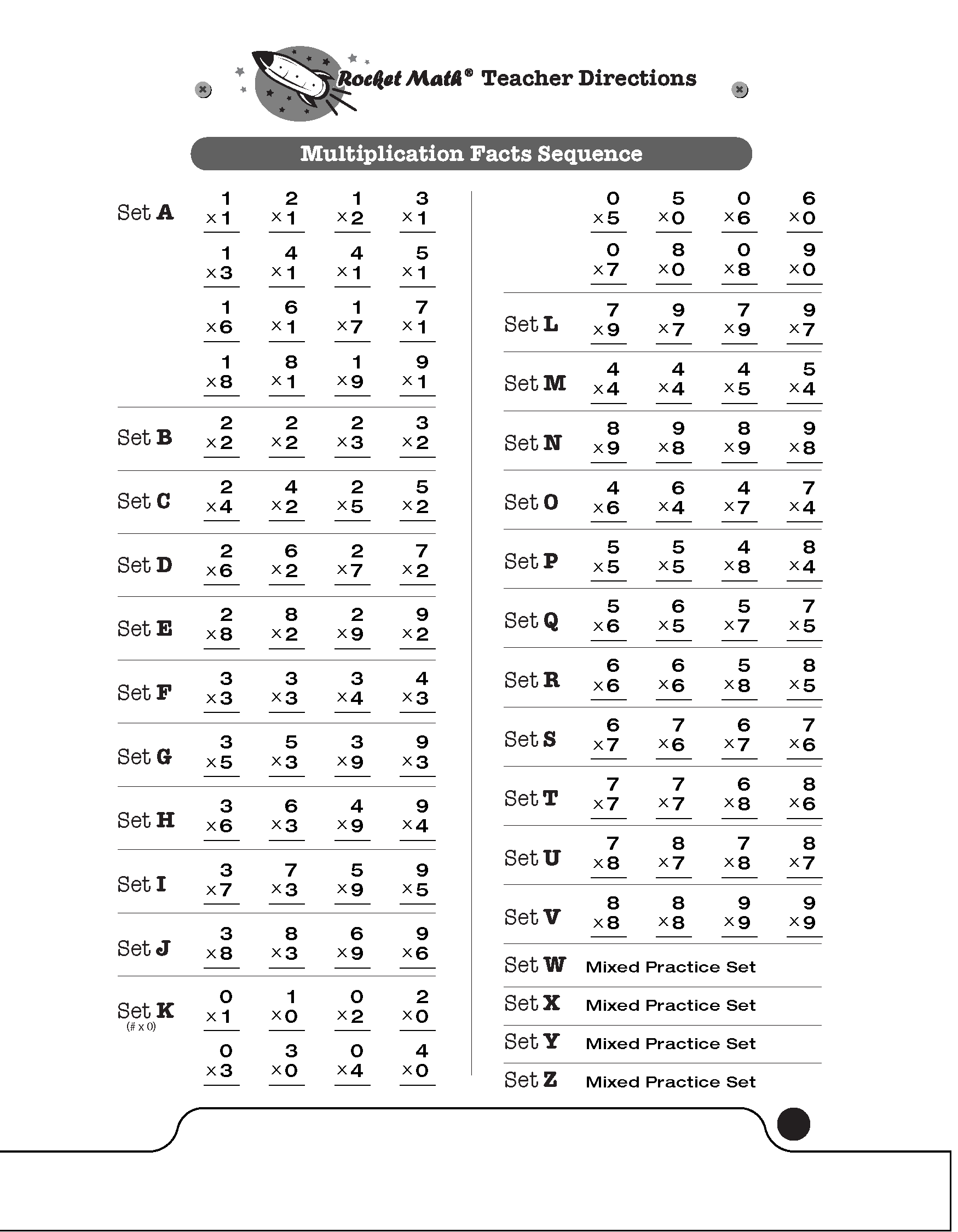 Multiplication 0 through 9s Learning Track - Rocket Math
