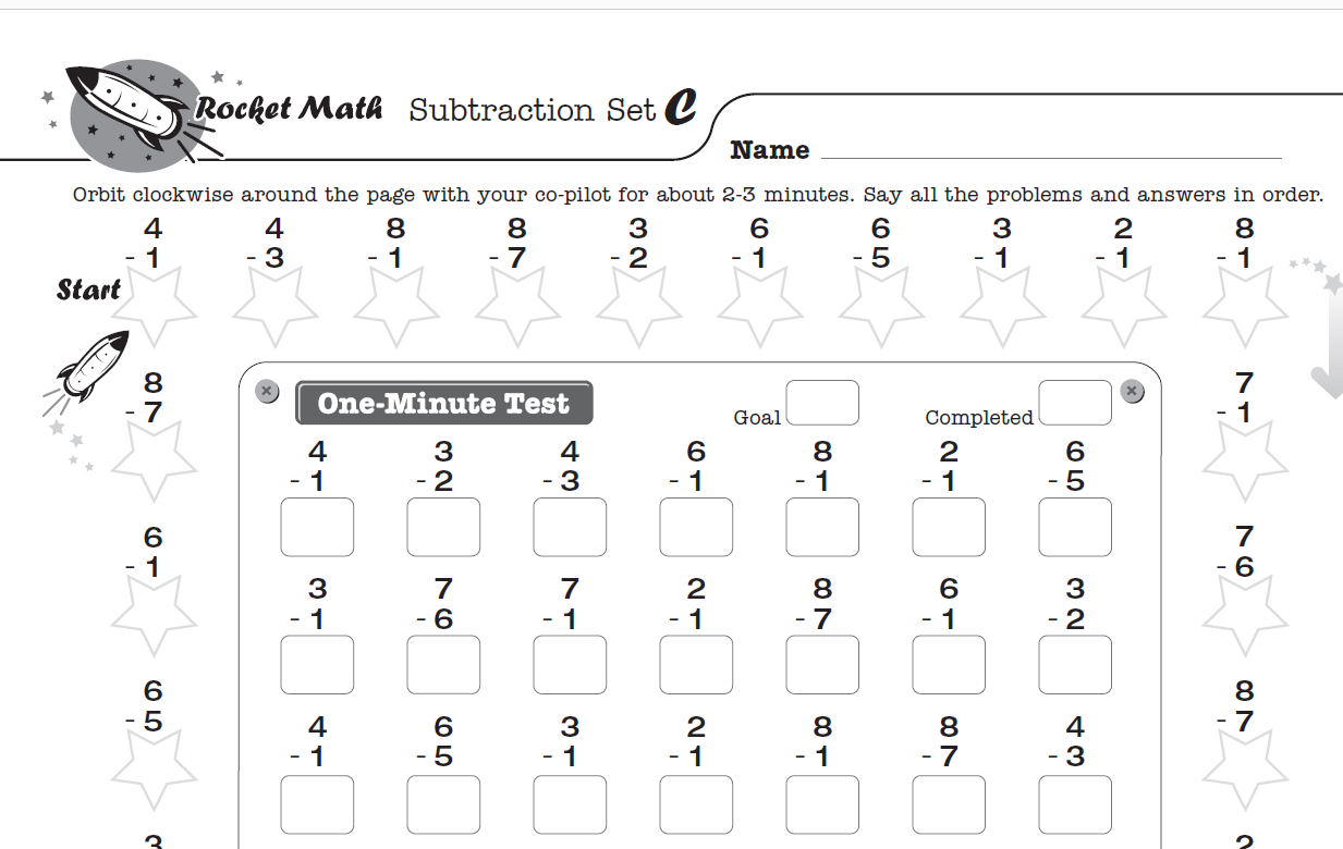 Math Worksheets for Kindergarten, 1st, 2nd, 3rd, 4th grade+ - Rocket Math