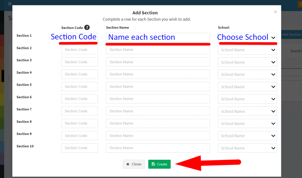 (E) Sections-How to add classes - Rocket Math