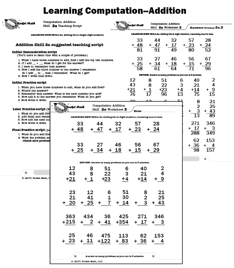 Math Worksheets for Kindergarten, 1st, 2nd, 3rd, 4th grade+ - Rocket Math
