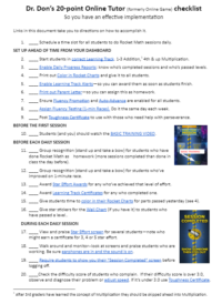 (G) 20-point Online Tutor (Game) checklist - Rocket Math